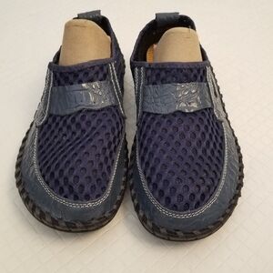 Clohoo Blue Leather Breathable Mesh Hand stitched Comfort Shoe M Size 8.5 W11